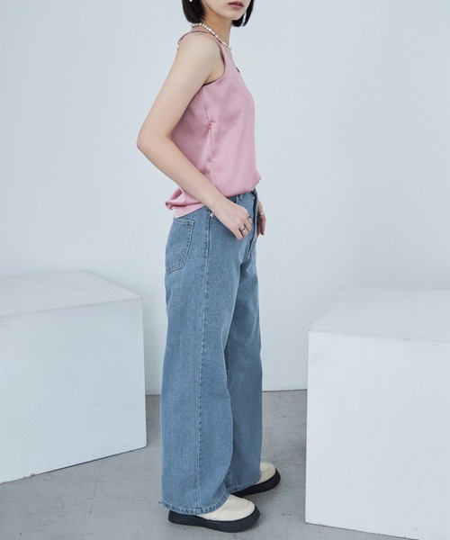 Fashion Letter(ファッションレター)の「セミワイド デニムパンツ(デニムパンツ・レディース・サックスブルー/インディゴブルー・M)」の21枚目の写真