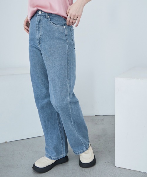 Fashion Letter(ファッションレター)の「セミワイド デニムパンツ(デニムパンツ・レディース・サックスブルー/インディゴブルー・M)」の18枚目の写真