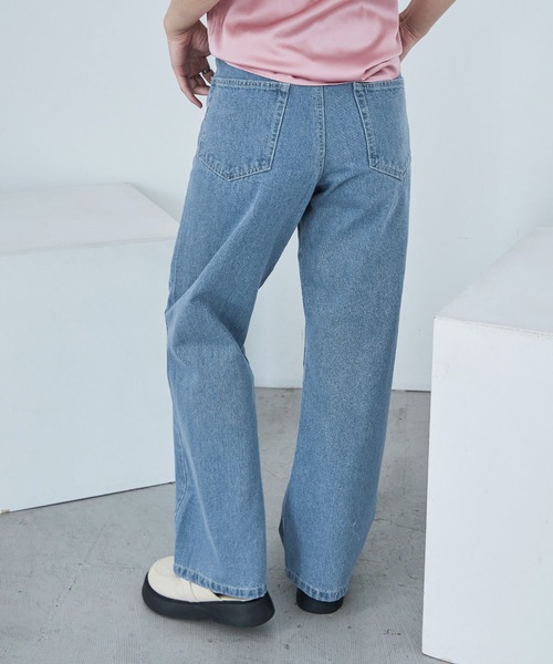Fashion Letter(ファッションレター)の「セミワイド デニムパンツ(デニムパンツ・レディース・サックスブルー/インディゴブルー・M)」の6枚目の写真