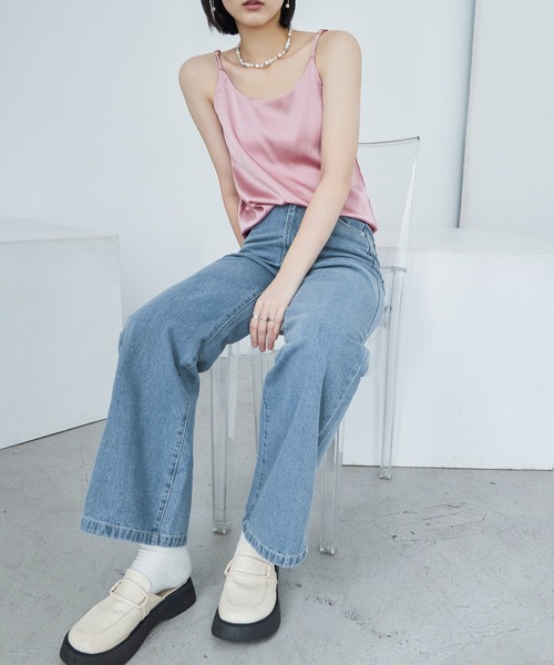 Fashion Letter(ファッションレター)の「セミワイド デニムパンツ(デニムパンツ・レディース・サックスブルー/インディゴブルー・M)」の9枚目の写真