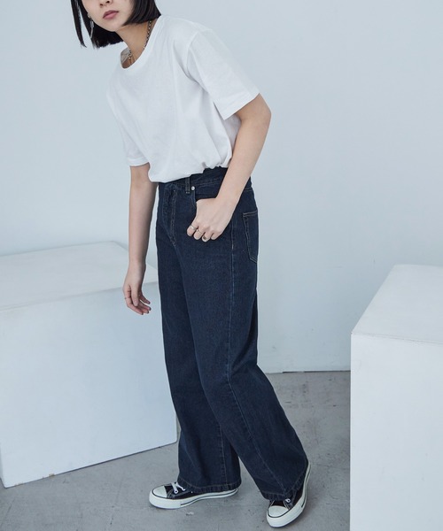 Fashion Letter(ファッションレター)の「セミワイド デニムパンツ(デニムパンツ・レディース・サックスブルー/インディゴブルー・M)」の13枚目の写真