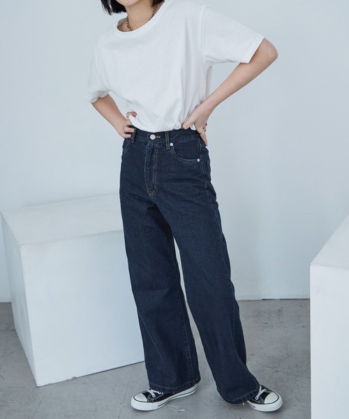 Fashion Letter(ファッションレター)の「セミワイド デニムパンツ(デニムパンツ・レディース・サックスブルー/インディゴブルー・M)」の16枚目の写真