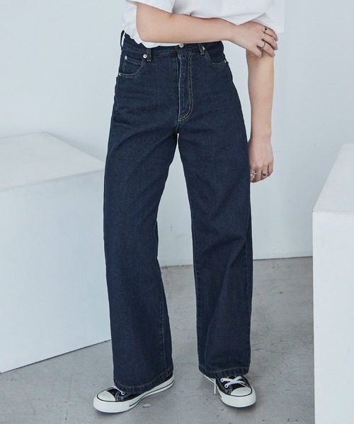 Fashion Letter(ファッションレター)の「セミワイド デニムパンツ(デニムパンツ・レディース・サックスブルー/インディゴブルー・M)」の7枚目の写真