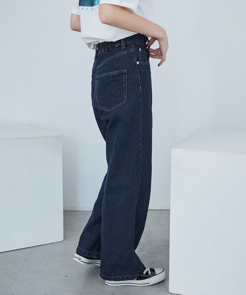 Fashion Letter(ファッションレター)の「セミワイド デニムパンツ(デニムパンツ・レディース・サックスブルー/インディゴブルー・M)」の5枚目の写真