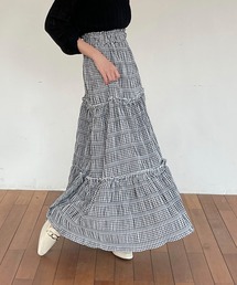 チェック柄ロングスカート