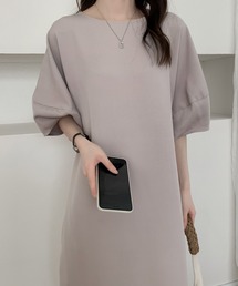 パフスリーブバックスリットロングワンピース