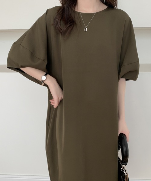 ECLIN(エクラン)の「パフスリーブバックスリットロングワンピース(ワンピース・レディース・カーキ/チャコールグレー/ブラック/ダークブラウン/グレイッシュベージュ/ネイビー・FREE)」の18枚目の写真