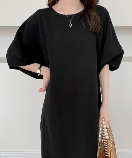ECLIN(エクラン)の「パフスリーブバックスリットロングワンピース(ワンピース・レディース・カーキ/チャコールグレー/ブラック/ダークブラウン/グレイッシュベージュ/ネイビー・FREE)」の19枚目の写真
