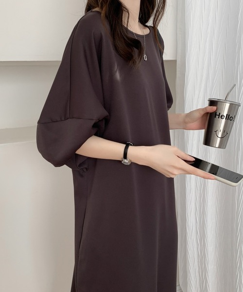 ECLIN(エクラン)の「パフスリーブバックスリットロングワンピース(ワンピース・レディース・カーキ/チャコールグレー/ブラック/ダークブラウン/グレイッシュベージュ/ネイビー・FREE)」の15枚目の写真