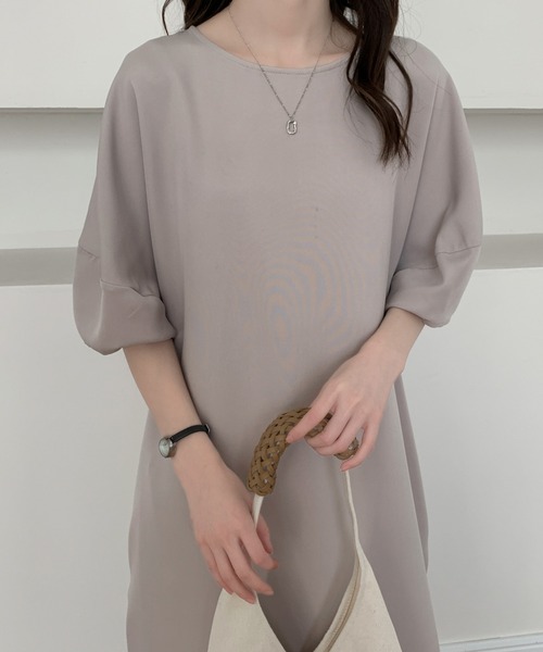 ECLIN(エクラン)の「パフスリーブバックスリットロングワンピース(ワンピース・レディース・カーキ/チャコールグレー/ブラック/ダークブラウン/グレイッシュベージュ/ネイビー・FREE)」の10枚目の写真