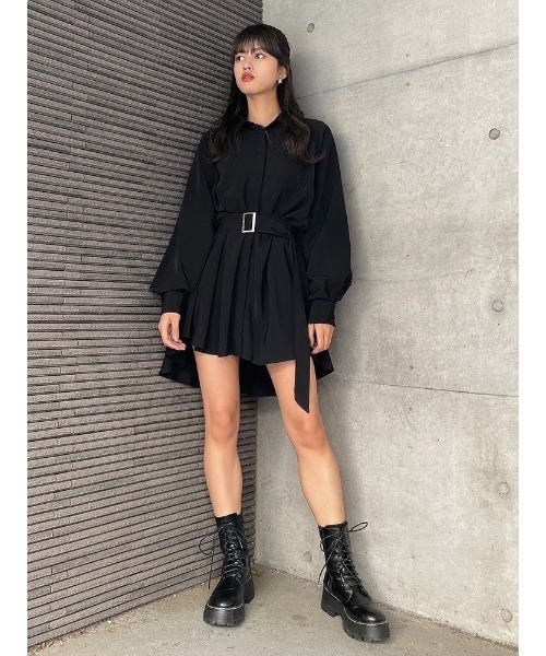 ENVYM（アンビー）の「AラインベルトシャツOP（ワンピース・レディース・ブラック/ホワイト/レオパード・FREE）」の18枚目の写真