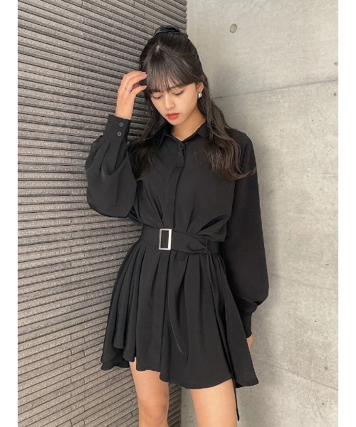 ENVYM（アンビー）の「AラインベルトシャツOP（ワンピース・レディース・ブラック/ホワイト/レオパード・FREE）」の21枚目の写真