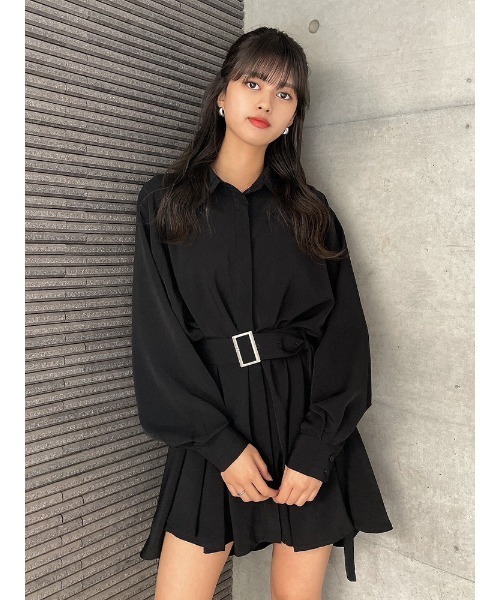 ENVYM（アンビー）の「AラインベルトシャツOP（ワンピース・レディース・ブラック/ホワイト/レオパード・FREE）」の22枚目の写真