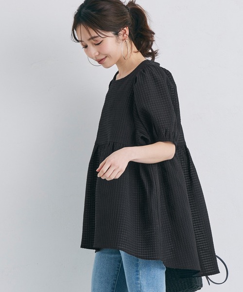 coca(coca)(コカ)の「上品チェック柄ブラウス(シャツ/ブラウス・レディース・ブラック・M/L)」の1枚目の写真