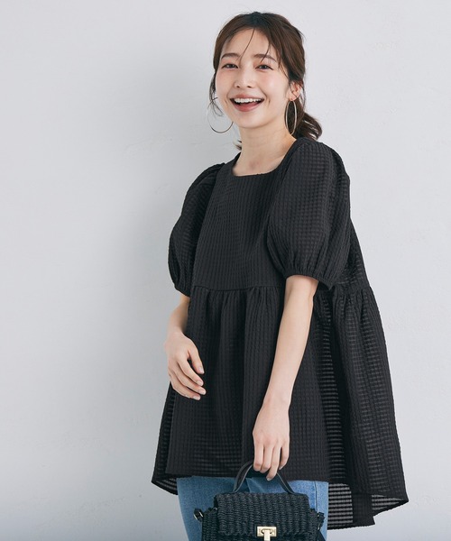 coca(coca)(コカ)の「上品チェック柄ブラウス(シャツ/ブラウス・レディース・ブラック・M/L)」の3枚目の写真