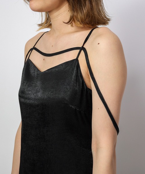 SPIRALGIRL（スパイラルガール）の「ヴィンテージサテンストラップマキシキャミワンピース（ワンピース・レディース・ブラック/ブルー/ベージュ・FREE）」の13枚目の写真