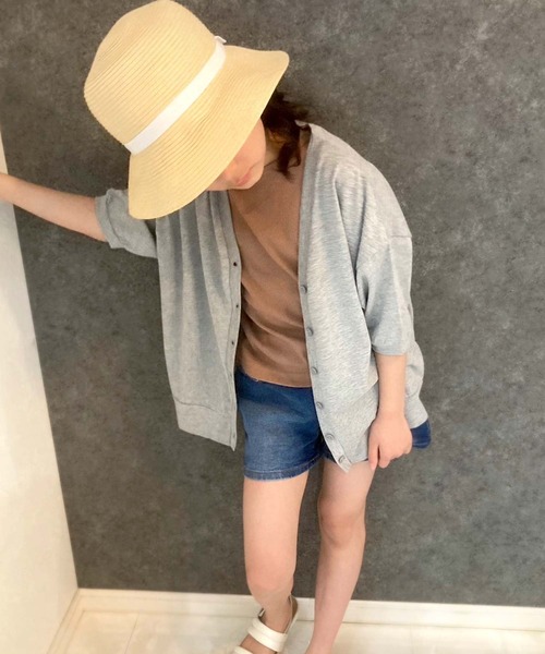 THE CASUAL（カジュアル）の「杢調　ドルマン　BIGカーデ（カーディガン/ボレロ・キッズ・ネイビー系/パープル系その他/ベージュ系その他/ブラック系その他/杢グレー/グリーン系その他・140cm/150cm/110cm/130cm/120cm/160cm）」の2枚目の写真