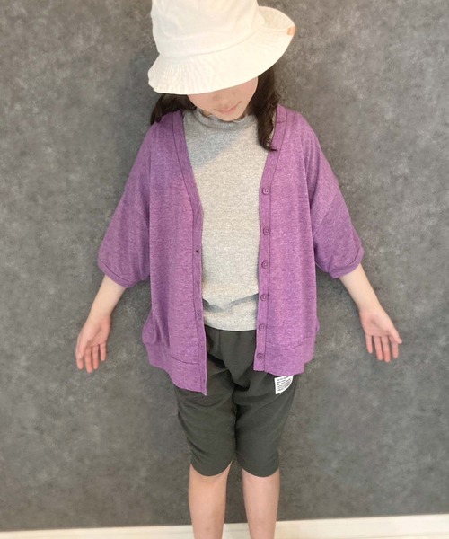 THE CASUAL（カジュアル）の「杢調　ドルマン　BIGカーデ（カーディガン/ボレロ・キッズ・ネイビー系/パープル系その他/ベージュ系その他/ブラック系その他/杢グレー/グリーン系その他・140cm/150cm/110cm/130cm/120cm/160cm）」の6枚目の写真
