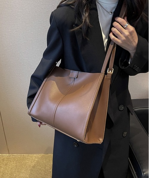 LOPASS(ロパス)の「2way大容量レトロトートバッグショルダーバッグ(ショルダーバッグ・レディース・ブラック/ベージュ/モカ/ブラウン・FREE)」の2枚目の写真