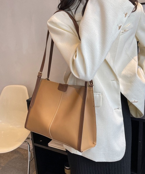 LOPASS(ロパス)の「2way大容量レトロトートバッグショルダーバッグ(ショルダーバッグ・レディース・ブラック/ベージュ/モカ/ブラウン・FREE)」の15枚目の写真
