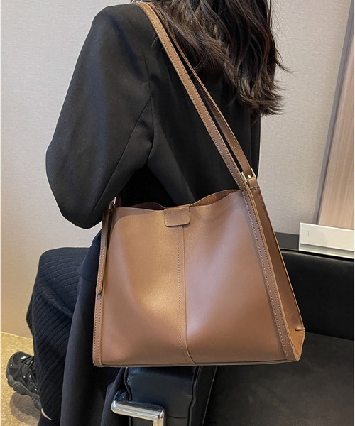 LOPASS(ロパス)の「2way大容量レトロトートバッグショルダーバッグ(ショルダーバッグ・レディース・ブラック/ベージュ/モカ/ブラウン・FREE)」の5枚目の写真