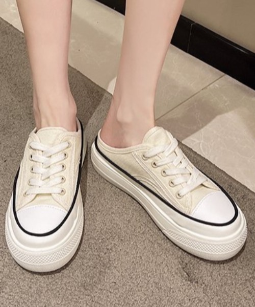 Vipoa（ヴィポア）の「スニーカーデザイン厚底スリッポン（スニーカー・レディース・ブラック/ホワイト・SMALL/MEDIUM/LARGE）」の6枚目の写真