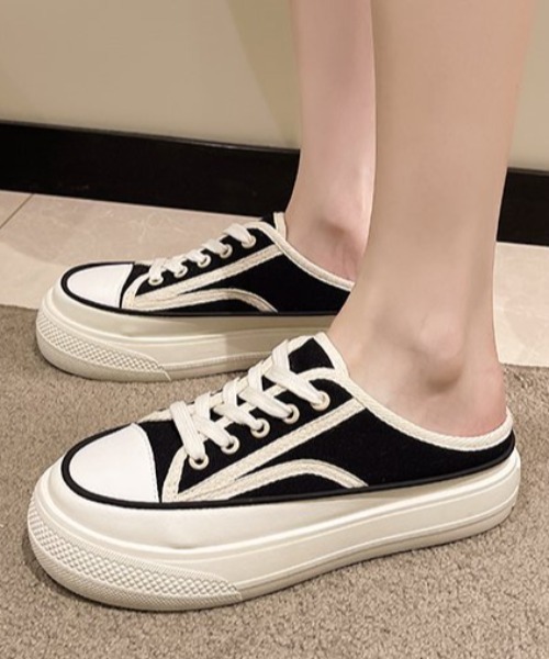 Vipoa（ヴィポア）の「スニーカーデザイン厚底スリッポン（スニーカー・レディース・ブラック/ホワイト・SMALL/MEDIUM/LARGE）」の7枚目の写真