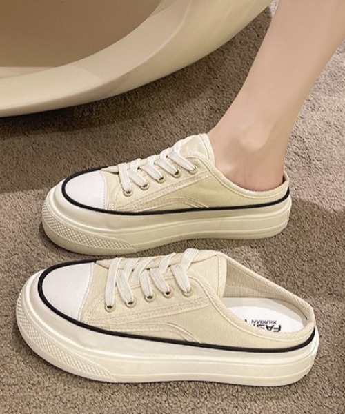 Vipoa（ヴィポア）の「スニーカーデザイン厚底スリッポン（スニーカー・レディース・ブラック/ホワイト・SMALL/MEDIUM/LARGE）」の5枚目の写真