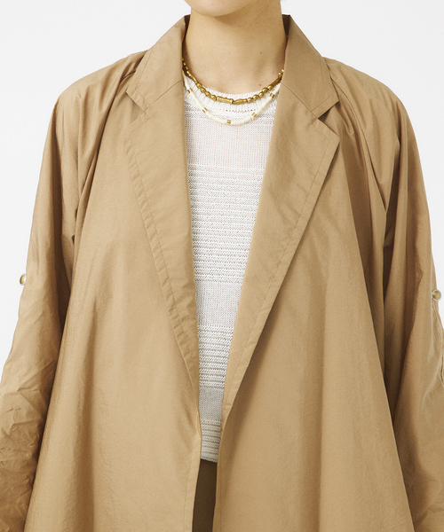 qualite（カリテ）の「【セットアップ対応】撥水マイクロタフタライトコート（テーラードジャケット・レディース・キャメル/ダークネイビー・38/36）」の8枚目の写真