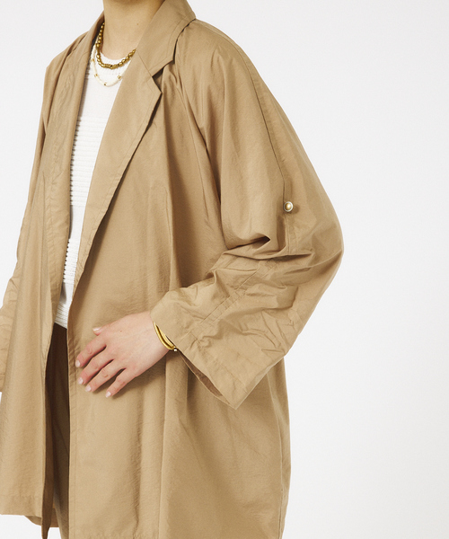 qualite（カリテ）の「【セットアップ対応】撥水マイクロタフタライトコート（テーラードジャケット・レディース・キャメル/ダークネイビー・38/36）」の9枚目の写真