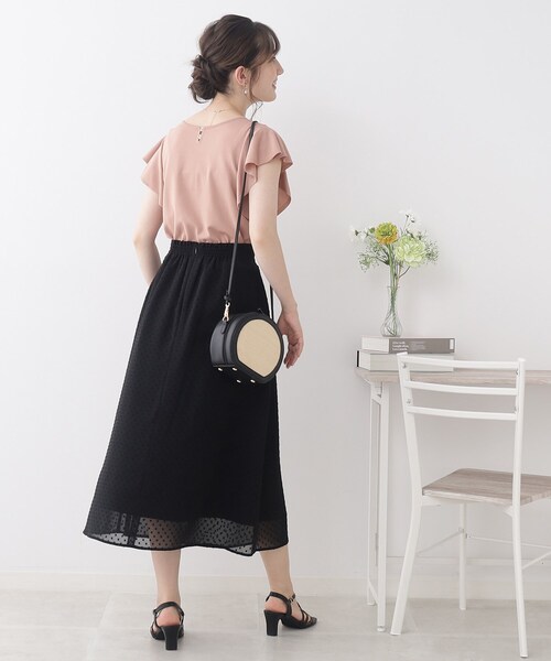 couture brooch(クチュールブローチ)の「◆ドットカットJQセミフレアースカート(スカート・レディース・アイボリー/ブラック/ピンク系・38/40/42)」の14枚目の写真