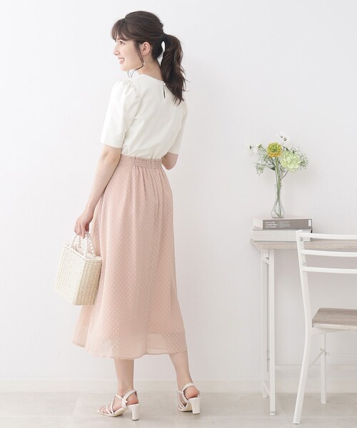 couture brooch(クチュールブローチ)の「◆ドットカットJQセミフレアースカート(スカート・レディース・アイボリー/ブラック/ピンク系・38/40/42)」の4枚目の写真