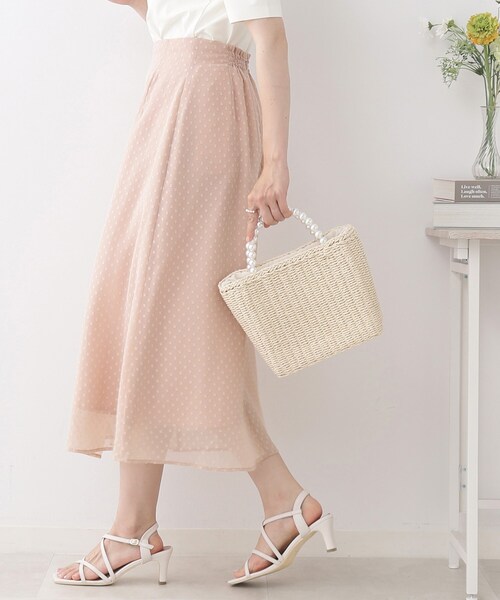 couture brooch(クチュールブローチ)の「◆ドットカットJQセミフレアースカート(スカート・レディース・アイボリー/ブラック/ピンク系・38/40/42)」の11枚目の写真