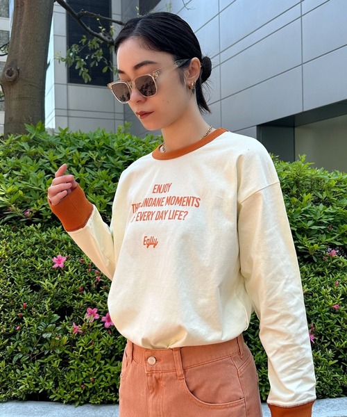 Eglly(エグリー)の「EGLLYラグランロンT(Tシャツ/カットソー・レディース・ピンク/ブラック/オフホワイト・FREE)」の2枚目の写真