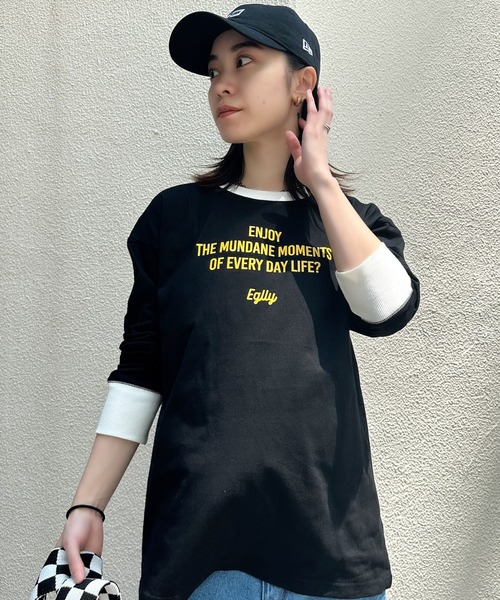 Eglly(エグリー)の「EGLLYラグランロンT(Tシャツ/カットソー・レディース・ピンク/ブラック/オフホワイト・FREE)」の1枚目の写真