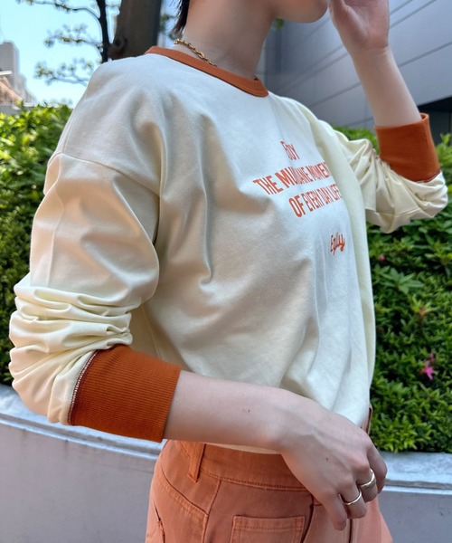 Eglly(エグリー)の「EGLLYラグランロンT(Tシャツ/カットソー・レディース・ピンク/ブラック/オフホワイト・FREE)」の16枚目の写真