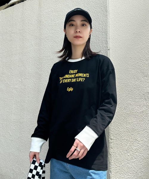 Eglly(エグリー)の「EGLLYラグランロンT(Tシャツ/カットソー・レディース・ピンク/ブラック/オフホワイト・FREE)」の13枚目の写真