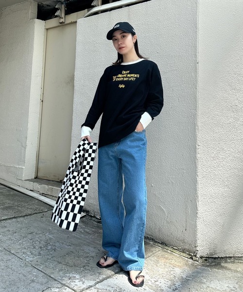 Eglly(エグリー)の「EGLLYラグランロンT(Tシャツ/カットソー・レディース・ピンク/ブラック/オフホワイト・FREE)」の9枚目の写真