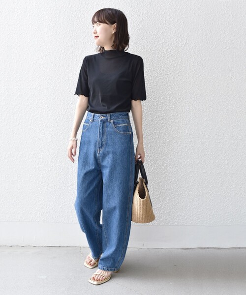 SHIPS(シップス)の「* 〈手洗い可能〉シアー メッシュ ハイネック ショート スリーブ◆(Tシャツ/カットソー・レディース・ブラック/アイボリー/ダークグレー・ONE SIZE)」の22枚目の写真