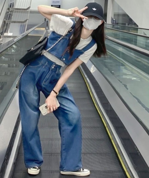 セール】【デニムセットアップ】デニムビスチェ×デニムパンツ2点セット