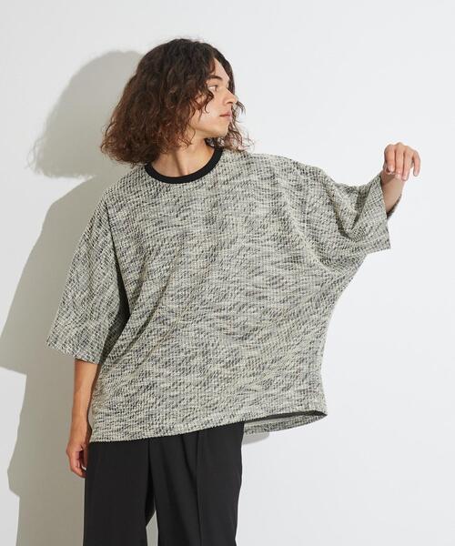 tk.TAKEO KIKUCHI（ティーケータケオキクチ）の「◆ツィードジャカード ムササビドルマンカットソー（Tシャツ/カットソー・メンズ・ブラック系3/ブラック系4/ブラック・88）」の3枚目の写真