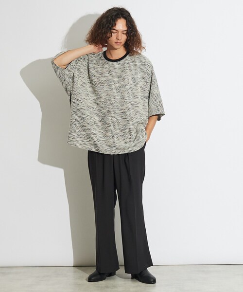 tk.TAKEO KIKUCHI（ティーケータケオキクチ）の「◆ツィードジャカード ムササビドルマンカットソー（Tシャツ/カットソー・メンズ・ブラック系3/ブラック系4/ブラック・88）」の17枚目の写真