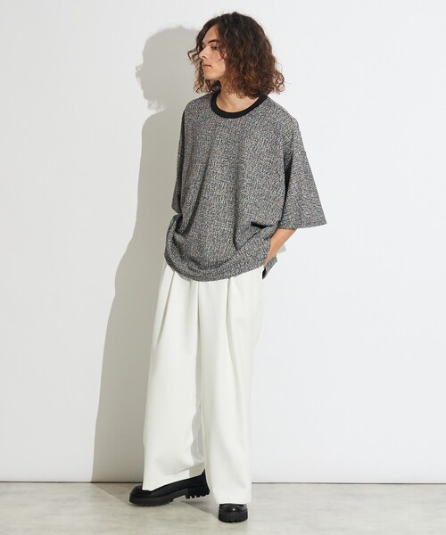 tk.TAKEO KIKUCHI（ティーケータケオキクチ）の「◆ツィードジャカード ムササビドルマンカットソー（Tシャツ/カットソー・メンズ・ブラック系3/ブラック系4/ブラック・88）」の12枚目の写真