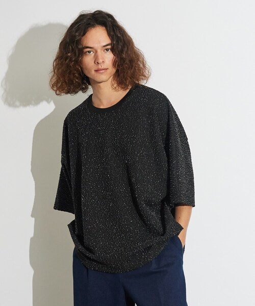 tk.TAKEO KIKUCHI（ティーケータケオキクチ）の「◆ツィードジャカード ムササビドルマンカットソー（Tシャツ/カットソー・メンズ・ブラック系3/ブラック系4/ブラック・88）」の8枚目の写真