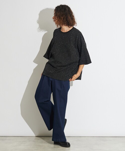 tk.TAKEO KIKUCHI（ティーケータケオキクチ）の「◆ツィードジャカード ムササビドルマンカットソー（Tシャツ/カットソー・メンズ・ブラック系3/ブラック系4/ブラック・88）」の6枚目の写真