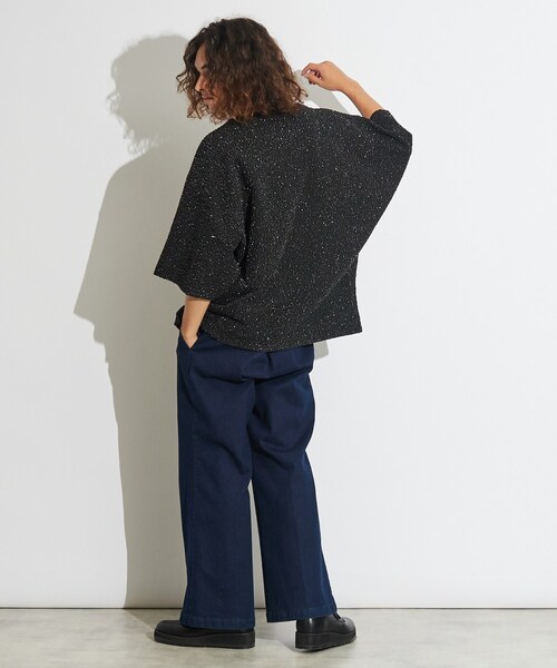 tk.TAKEO KIKUCHI（ティーケータケオキクチ）の「◆ツィードジャカード ムササビドルマンカットソー（Tシャツ/カットソー・メンズ・ブラック系3/ブラック系4/ブラック・88）」の5枚目の写真