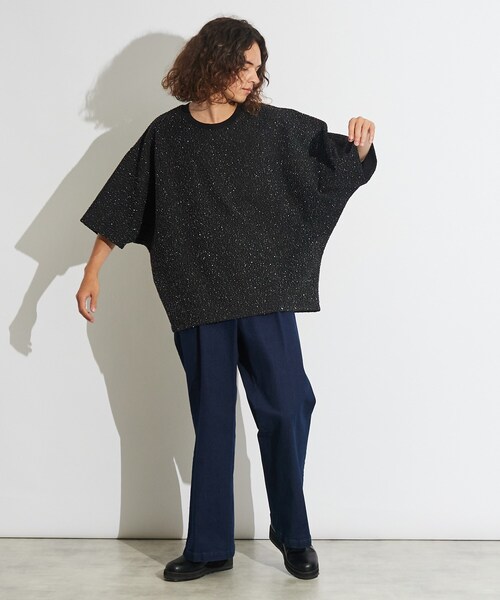 tk.TAKEO KIKUCHI（ティーケータケオキクチ）の「◆ツィードジャカード ムササビドルマンカットソー（Tシャツ/カットソー・メンズ・ブラック系3/ブラック系4/ブラック・88）」の4枚目の写真