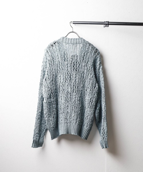 Bling Leads（ブリングリーズ）の「【Bl】【Bling leads】レース編みＶネックニットカーディガン（カーディガン/ボレロ・レディース・ダークオレンジ/ブラック/ブルーグレー・LARGE/MEDIUM）」の7枚目の写真