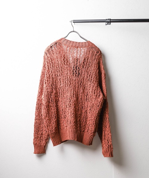 Bling Leads（ブリングリーズ）の「【Bl】【Bling leads】レース編みＶネックニットカーディガン（カーディガン/ボレロ・レディース・ダークオレンジ/ブラック/ブルーグレー・LARGE/MEDIUM）」の9枚目の写真