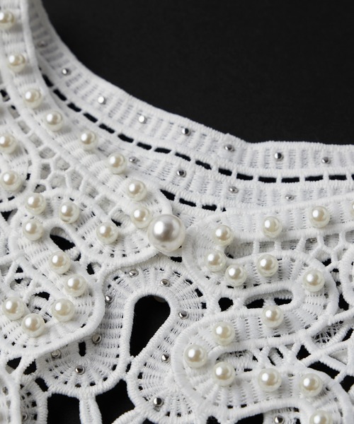 新品・タグ付き 24年♡ルネ リボン付きブラウス パール レース 定価6万円 S セール】【BONLECILL noir】レースフレアスリーブブラウス